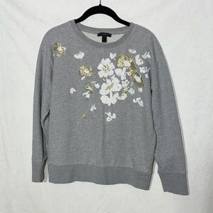 J. Crew Gray Top with Floral Accents